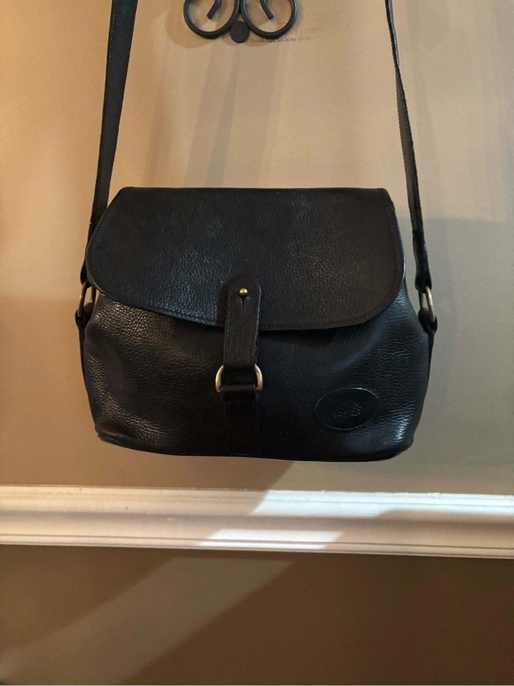 Mulberry Black Leather Interior Zip Pouch with Logo Plaque